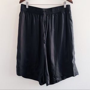 H&M Black Silk Blend High Waist Bermuda Shorts 14